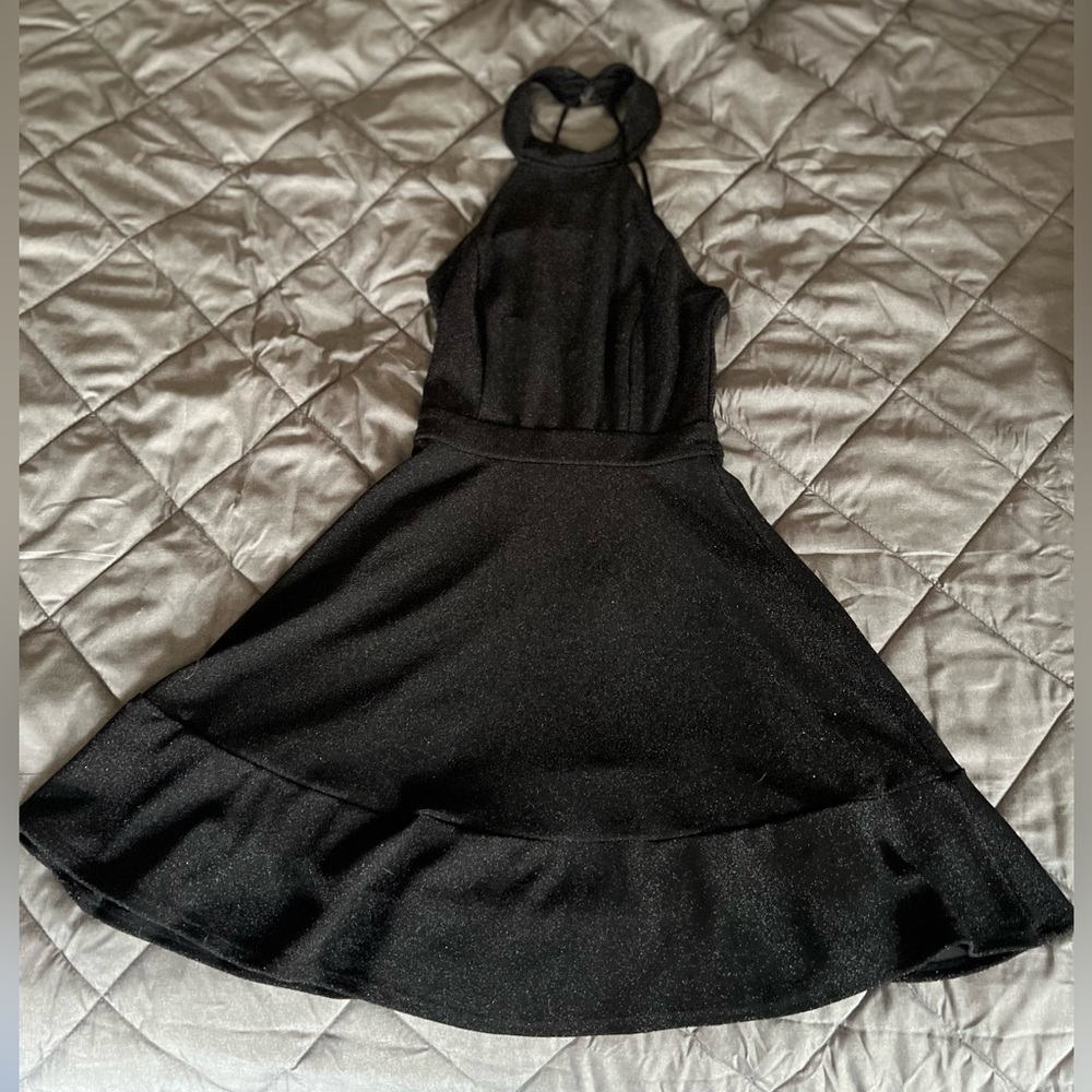 Miss Kim USA Black Glittery Halter Dress